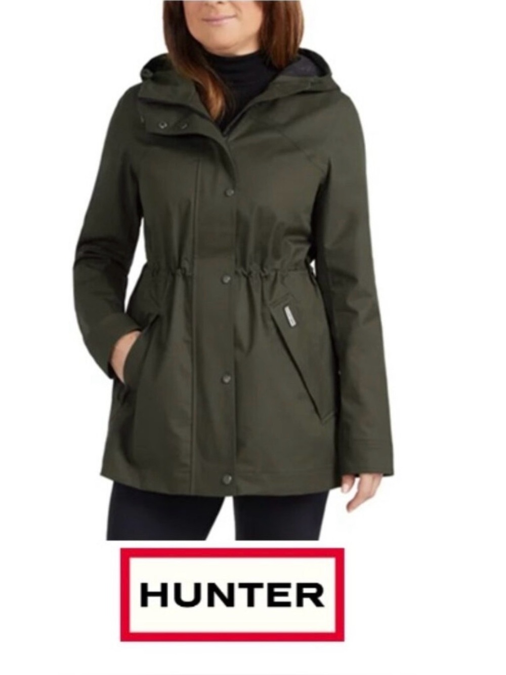 NWOT Hunter Women’s Water Resistant Smock Jacket Olive Green size small Classic